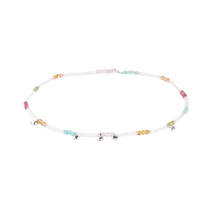 Colorful Stacked Amazonite Citrine Rhodochrosite OT Clasp Necklace