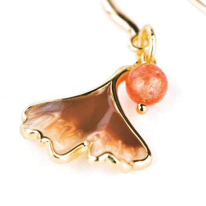 Ginkgo 18k Gold Plated Silver Golden Strawberry Quartz Earrings