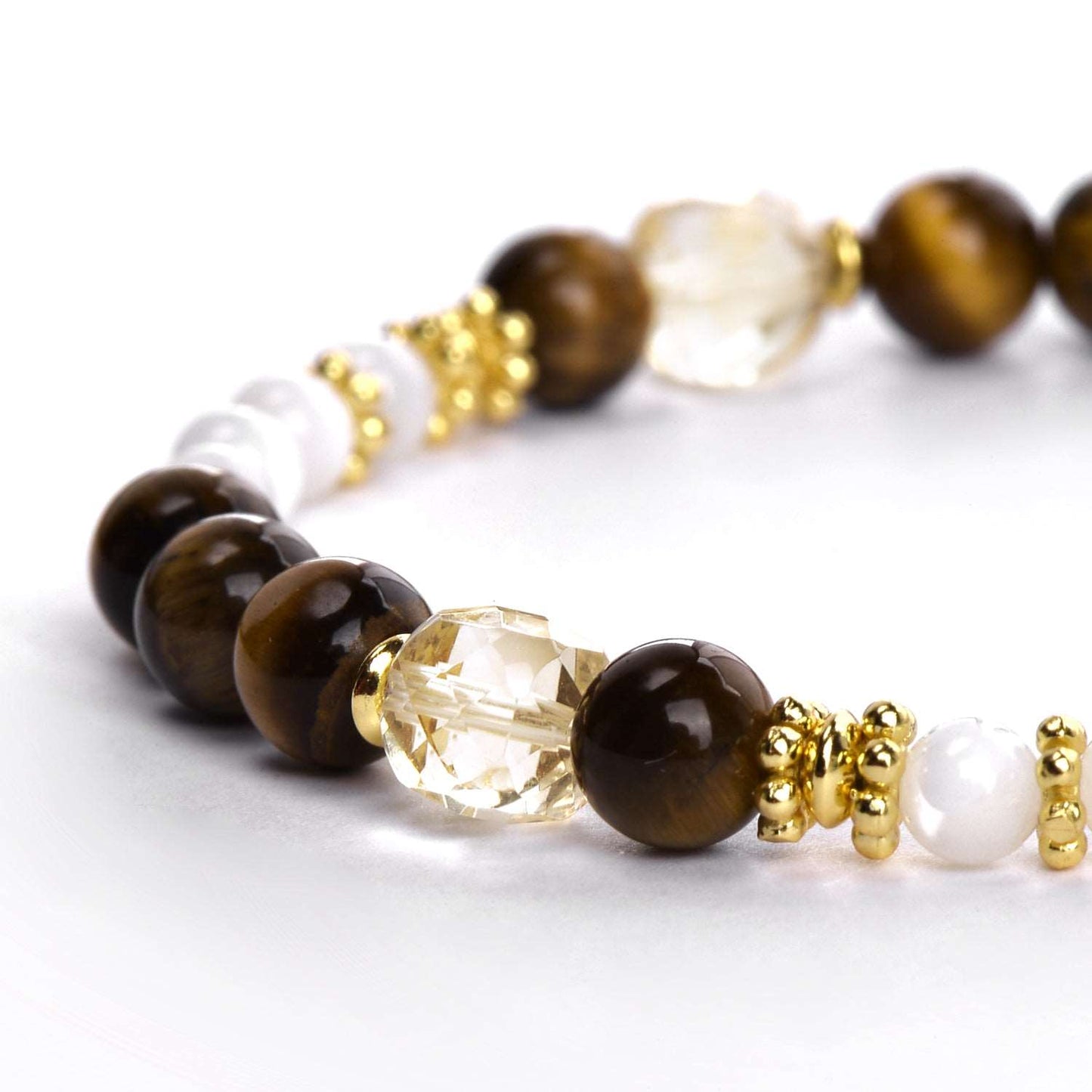 Round Tiger Eye Mother-of-pearl Bracelet