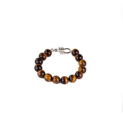 12mm Pure Tiger Eye Stylish Clasp Beads Bracelet