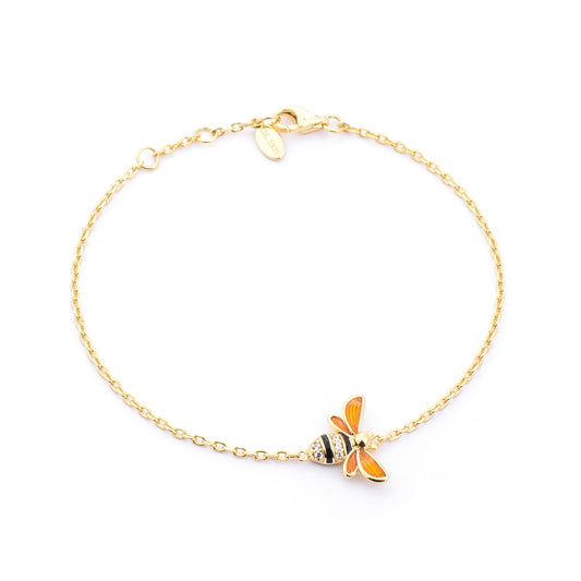 Sterling Silver S925 Plated 18K Gold Honey Bumble Bee Bracelet