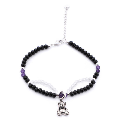 Black Spinel Bear Crystal Bracelet