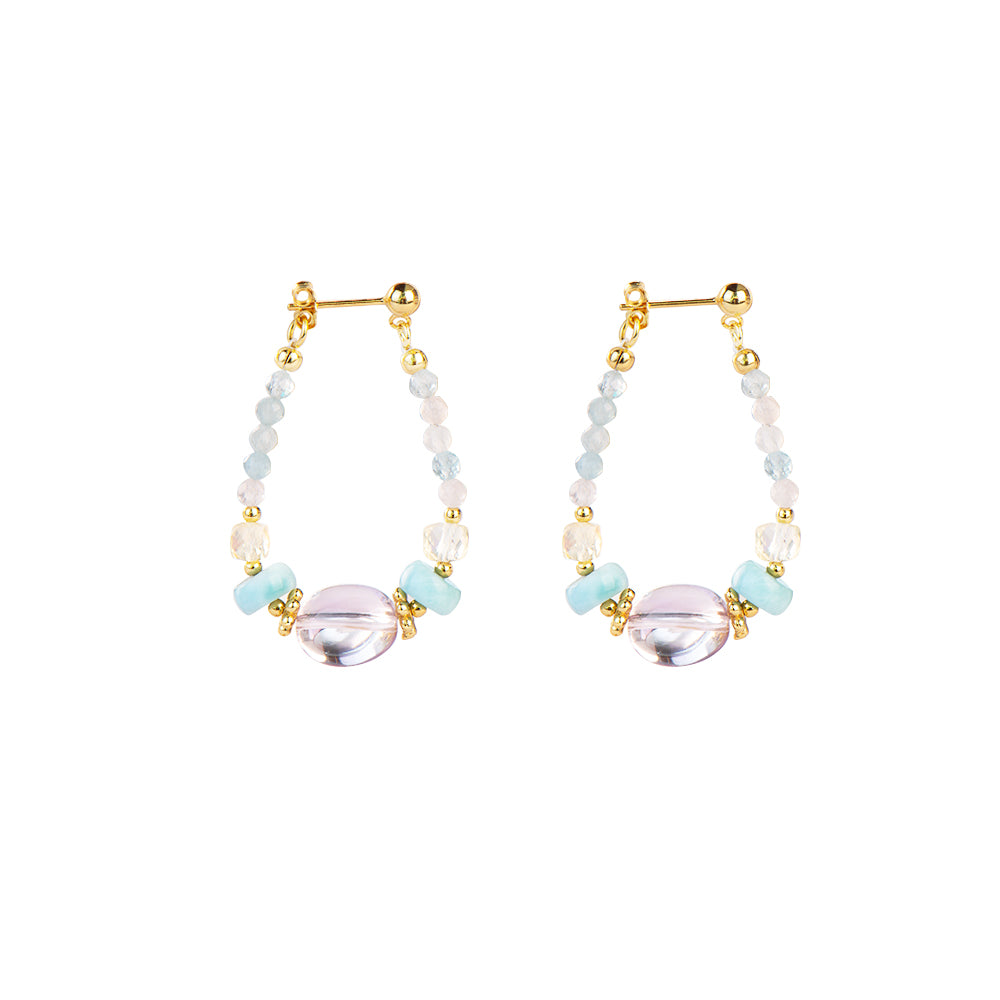 Gradient Ametrine Larimar Morganite Earrings