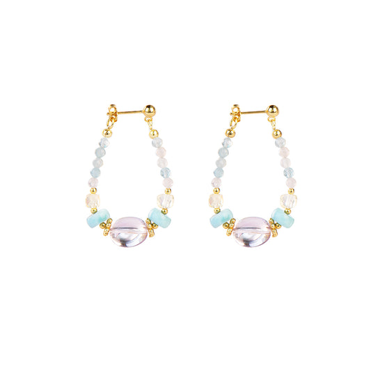 Boucles d'oreilles dégradées amétrine larimar morganite