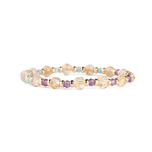 Twilight Citrine Amethyst Titanium Beads Bracelet