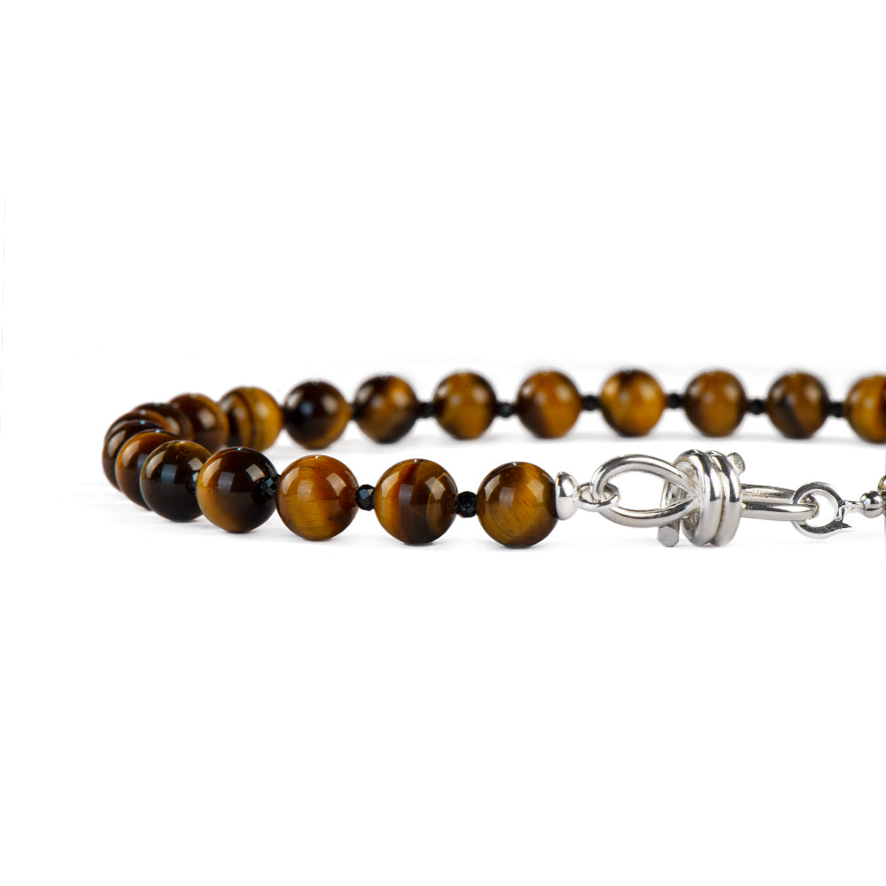 10mm Tiger Eye Black Spinel Stylish Clasp Necklace