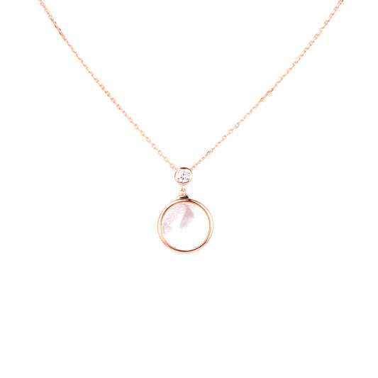 Rose Gold Plated Sliver Mother of Pearl Encrusted Necklace