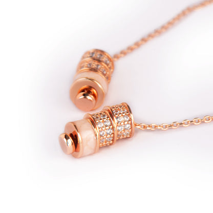 Rose Gold Plated Sterling Time Wheel Drop Earrings