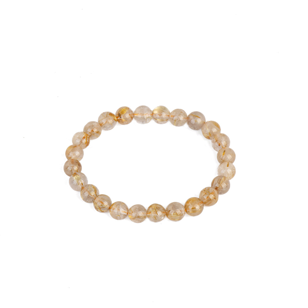 8mm Pure Gold Titanium Crystal Beads Bracelet