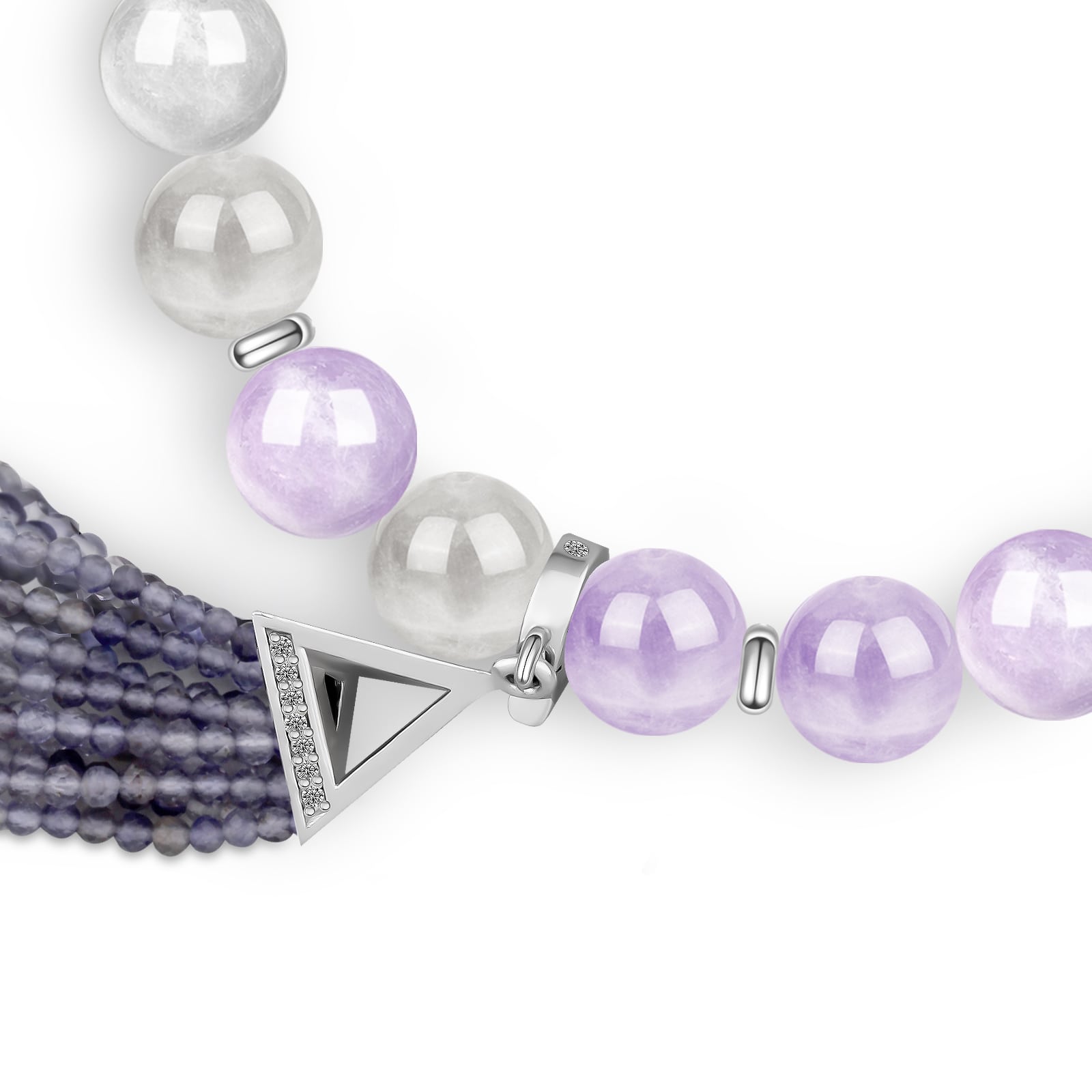 Morse Code Fearless Bracelet, Rainbow Moonstone & Purple Jade