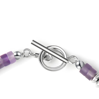 Amethyst Bracelet, February Birthstone Bracelet, Raw Stone Bracelets for Women, Amethyst Jewelry