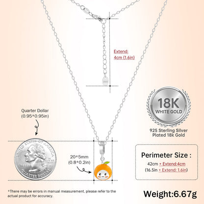 S925 Silver Charming Pendant Necklace Stylish Orange Desgin Jewelry Gift for Her