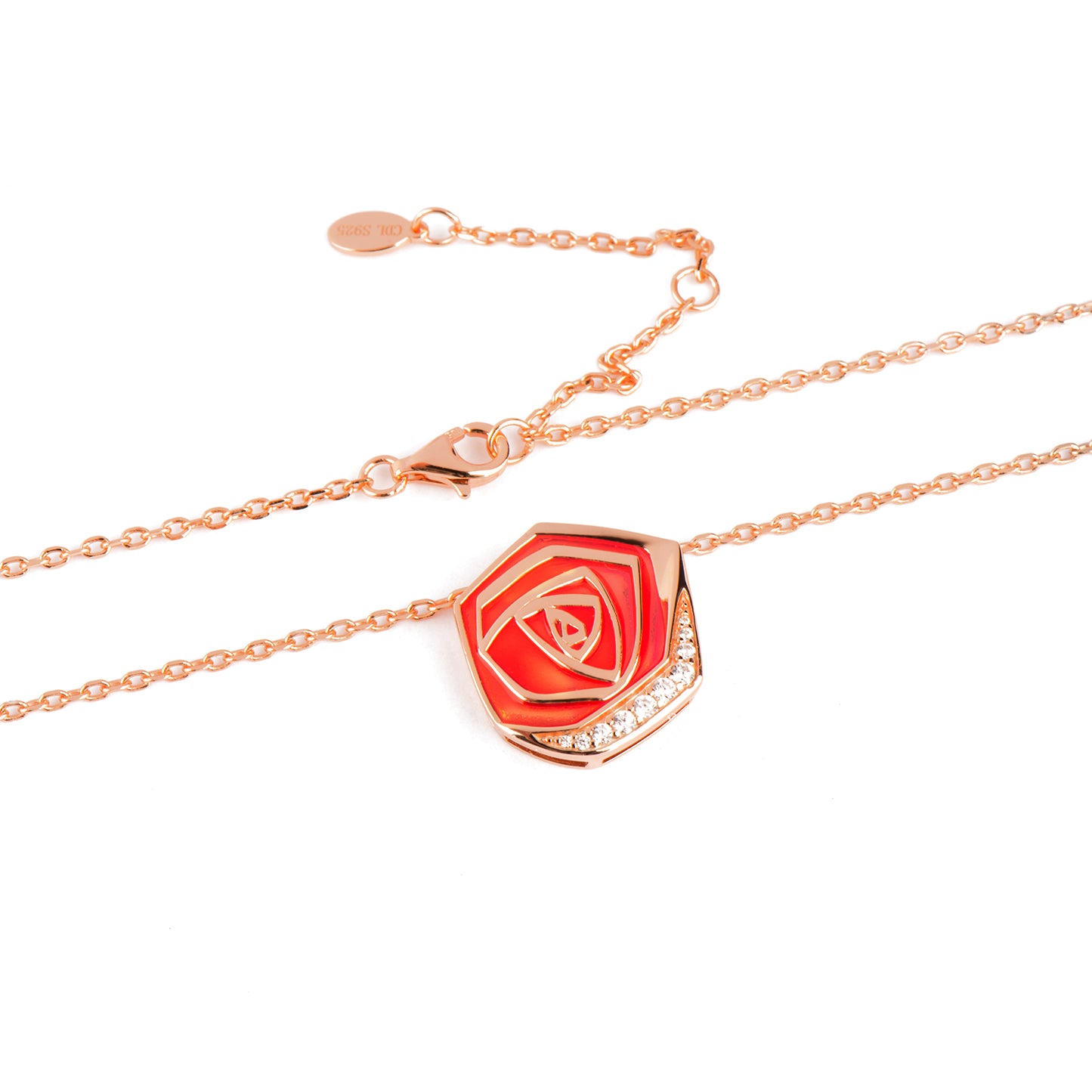 Red Rose 925 Sliver Plated 18k Gold Pendant Necklace