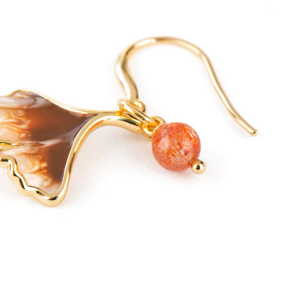 Ginkgo 18k Gold Plated Silver Golden Strawberry Quartz Earrings