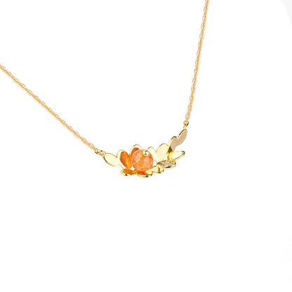 Mimosa Gold Strawberry Crystal Pendant Necklace