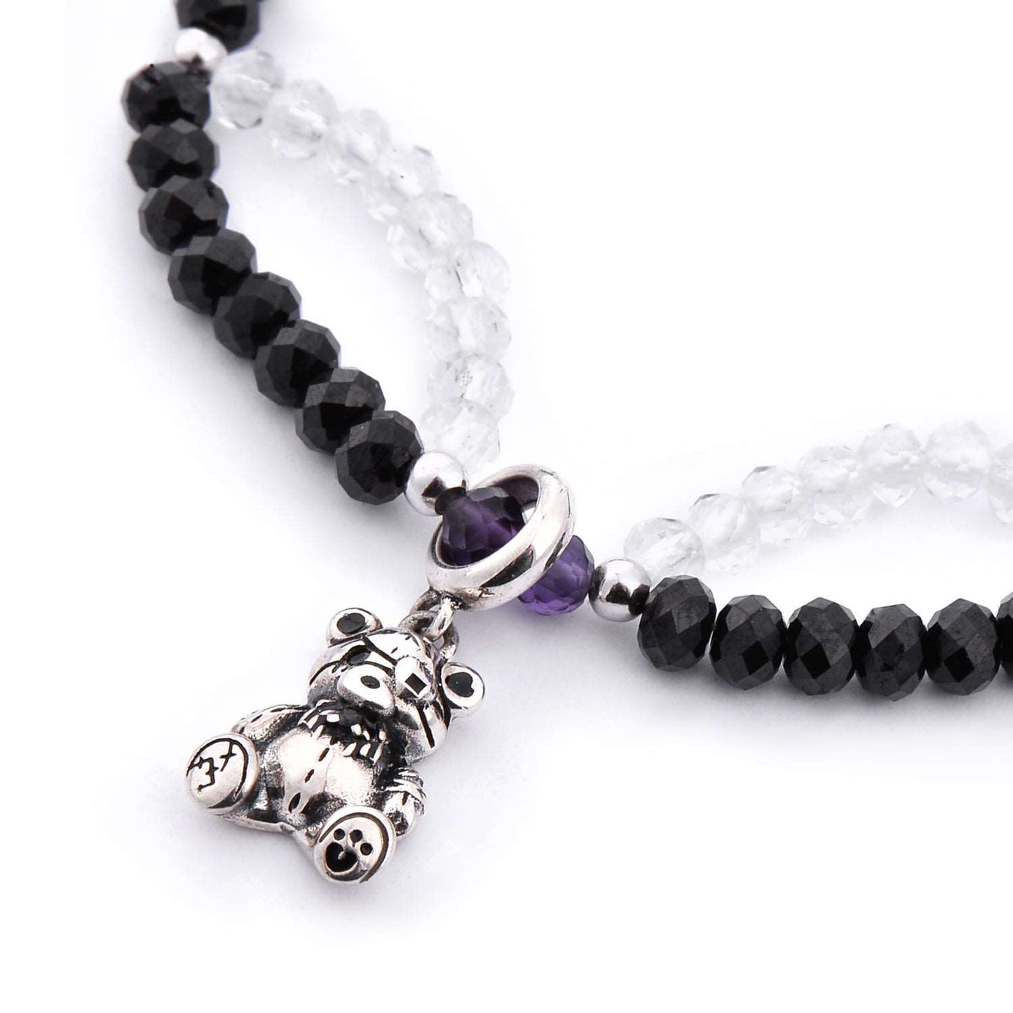 Black Spinel Bear Crystal Bracelet