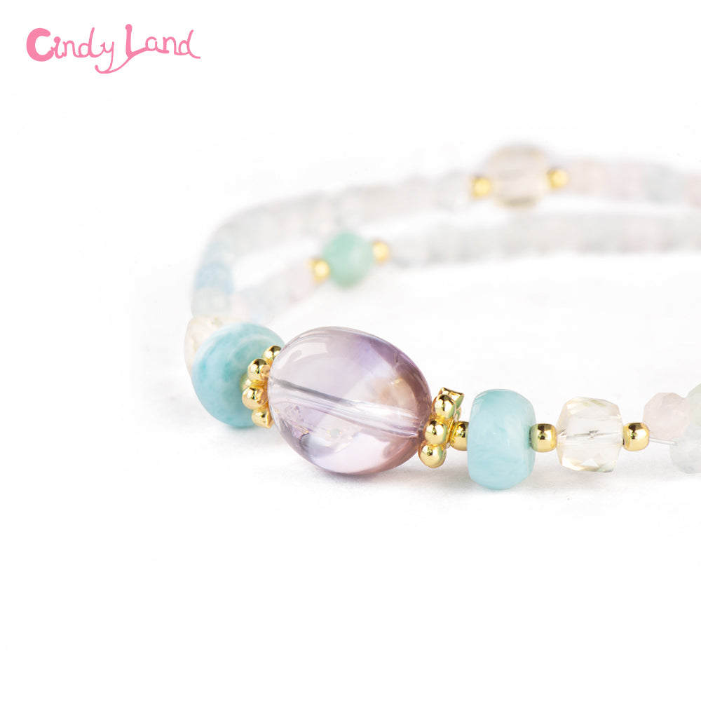 Double Row Ametrine Morganite Extension Chain Bracelet