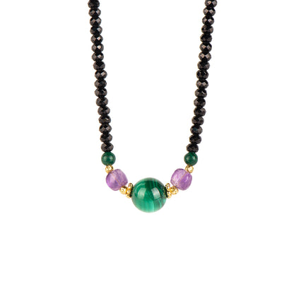 Black Spinel Malachite Necklace