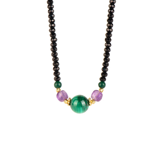 Black Spinel Malachite Necklace