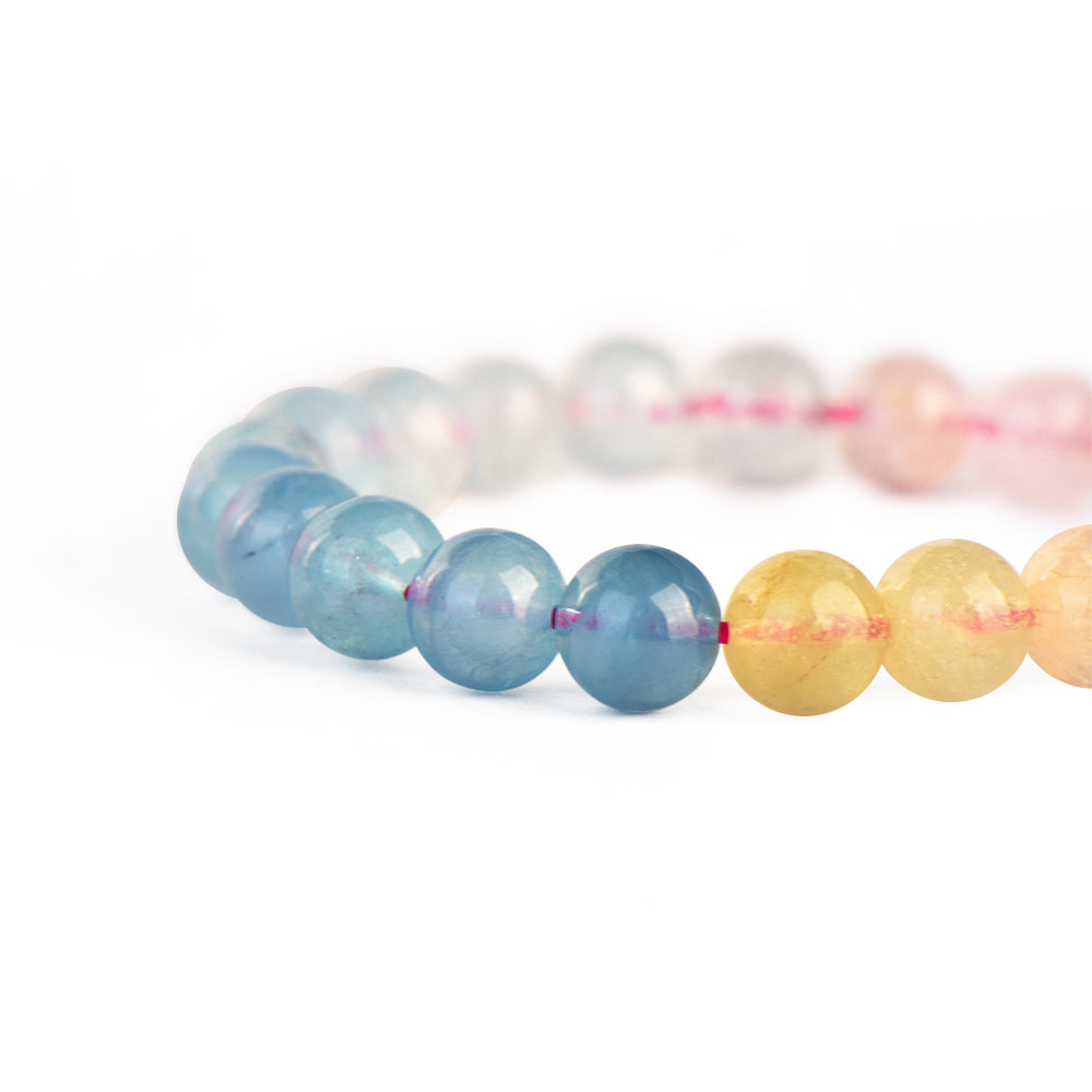 Cindy land 8mm Multi Colour Gradient Morganite Bead Crystal Bracelet