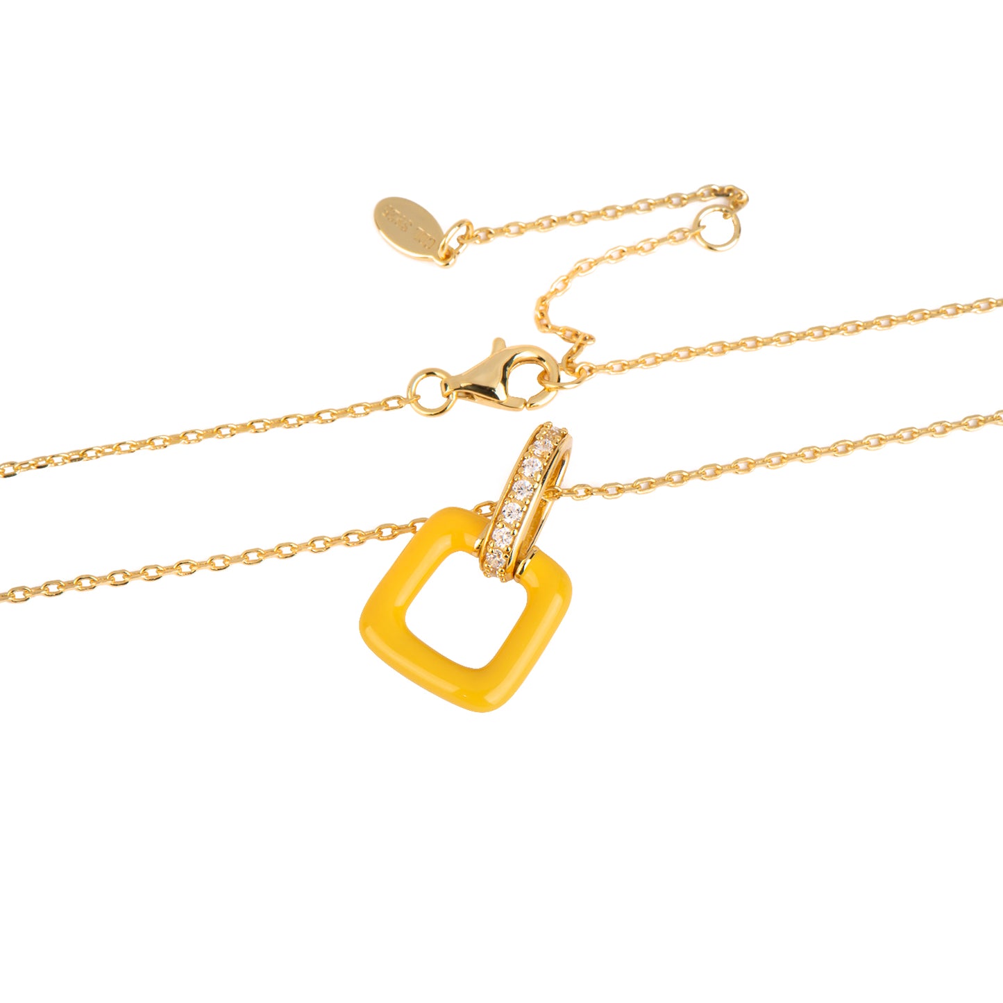 Geometric Charm: 925 Silver Plated 18k Gold Pendant Necklace