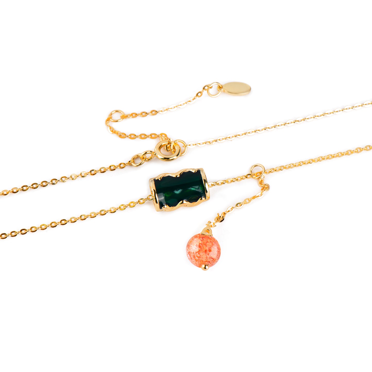 Slub Gold Strawberry Quartz Necklace