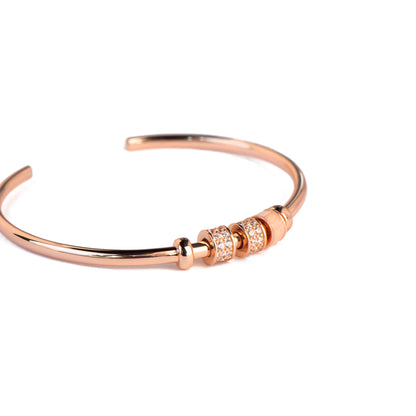 Rose Gold Plated Sliver Open Cuff Bangle Bracelet