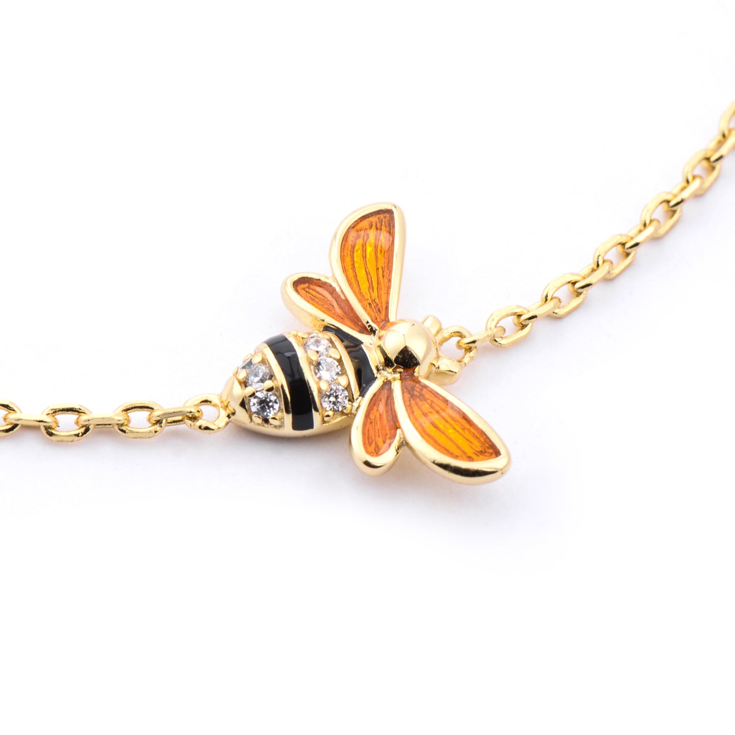 Sterling Silver S925 Plated 18K Gold Honey Bumble Bee Bracelet