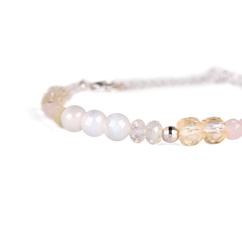 White Cat’s Eye Citrine Morganite Chain Bracelet