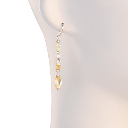 Citrine Lemon Quartz Prehnite Drop Earrings