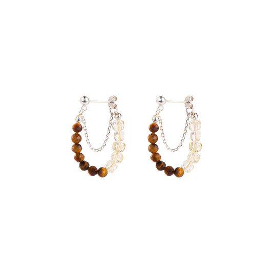 Boucles d'oreilles citrine oeil de tigre