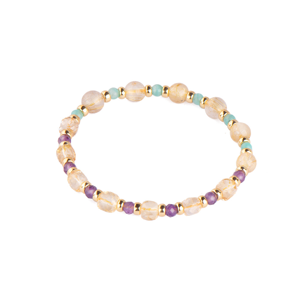 Twilight Citrine Amethyst Titanium Beads Bracelet