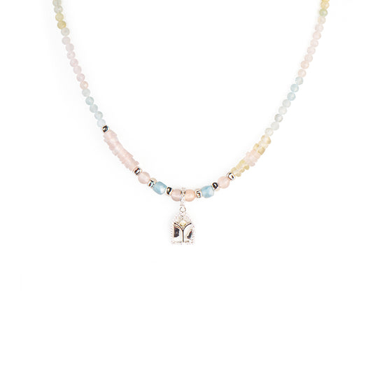 Gradient-colored Morganite Lemon Quartz Pendant Necklace