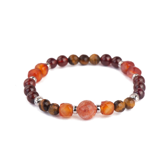 Caramel Sweetheart Golden Strawberry Crystal Garnet Agate Bracelet