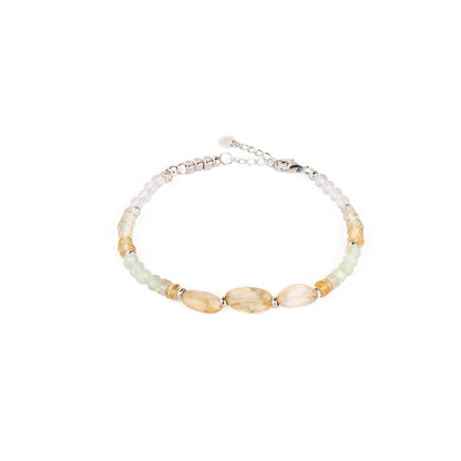 Citrine Lemon Quartz Prehnite Chain Bracelet