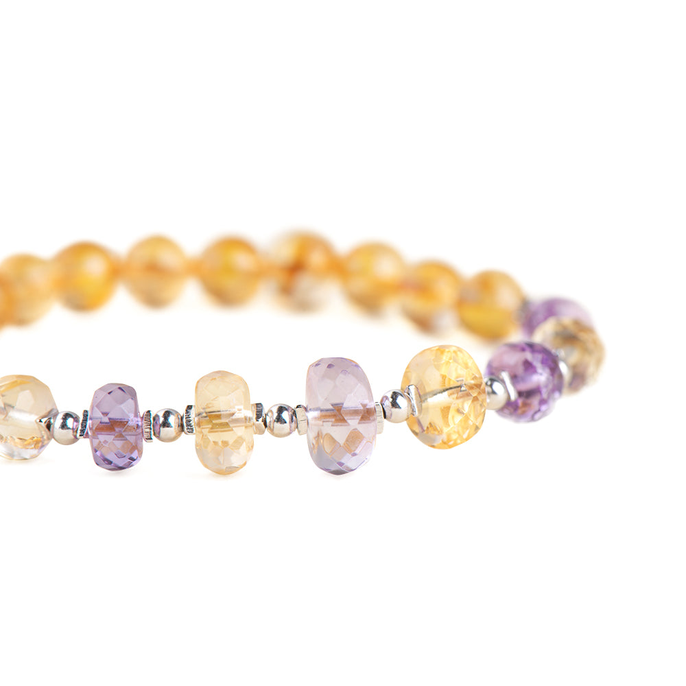 Crosscut Amethyst Citrine Beads Bracelet