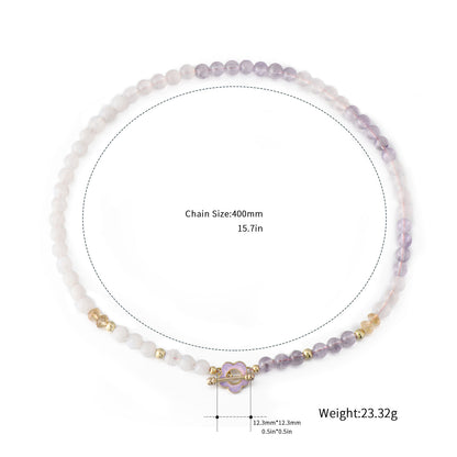 Light purple crystal with flower clasp with low-temperature enamelling process