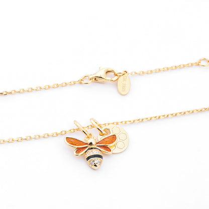 Sterling Silver S925 Plated 18K Gold Honey Bumble Bee Necklace