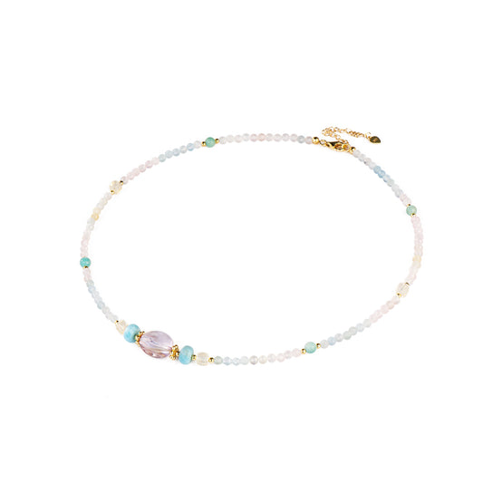 Gradient Ametrine Larimar Morganite Extension Chain Necklace