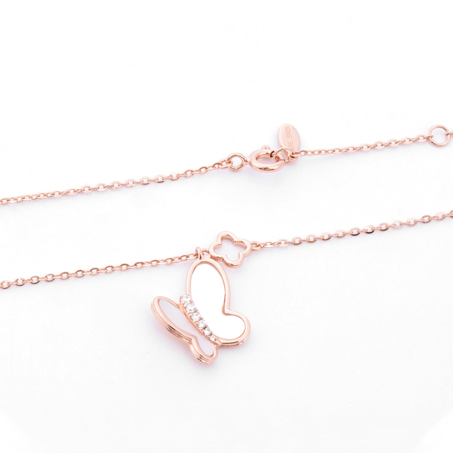 Rose Gold Plated Silver Butterfly Necklace