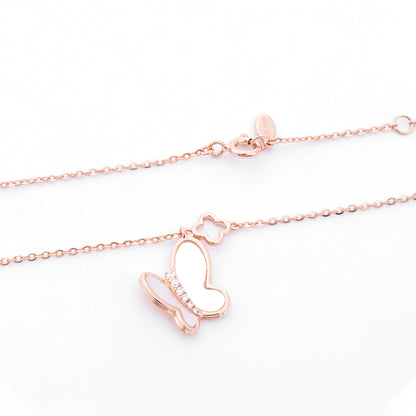 Rose Gold Plated Silver Butterfly Necklace