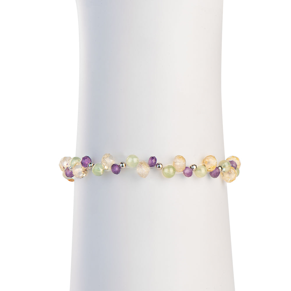 Prehnite Amethyst Citrine Chain Bracelet