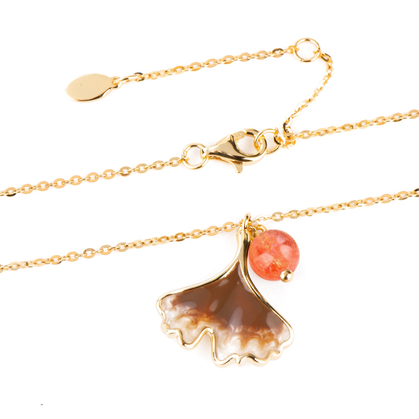 Ginkgo 18k Gold Plated Silver Golden Strawberry Quartz Necklace