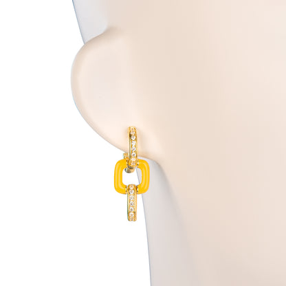 Geometric Charm: 925 Silver Plated 18k Gold Earring