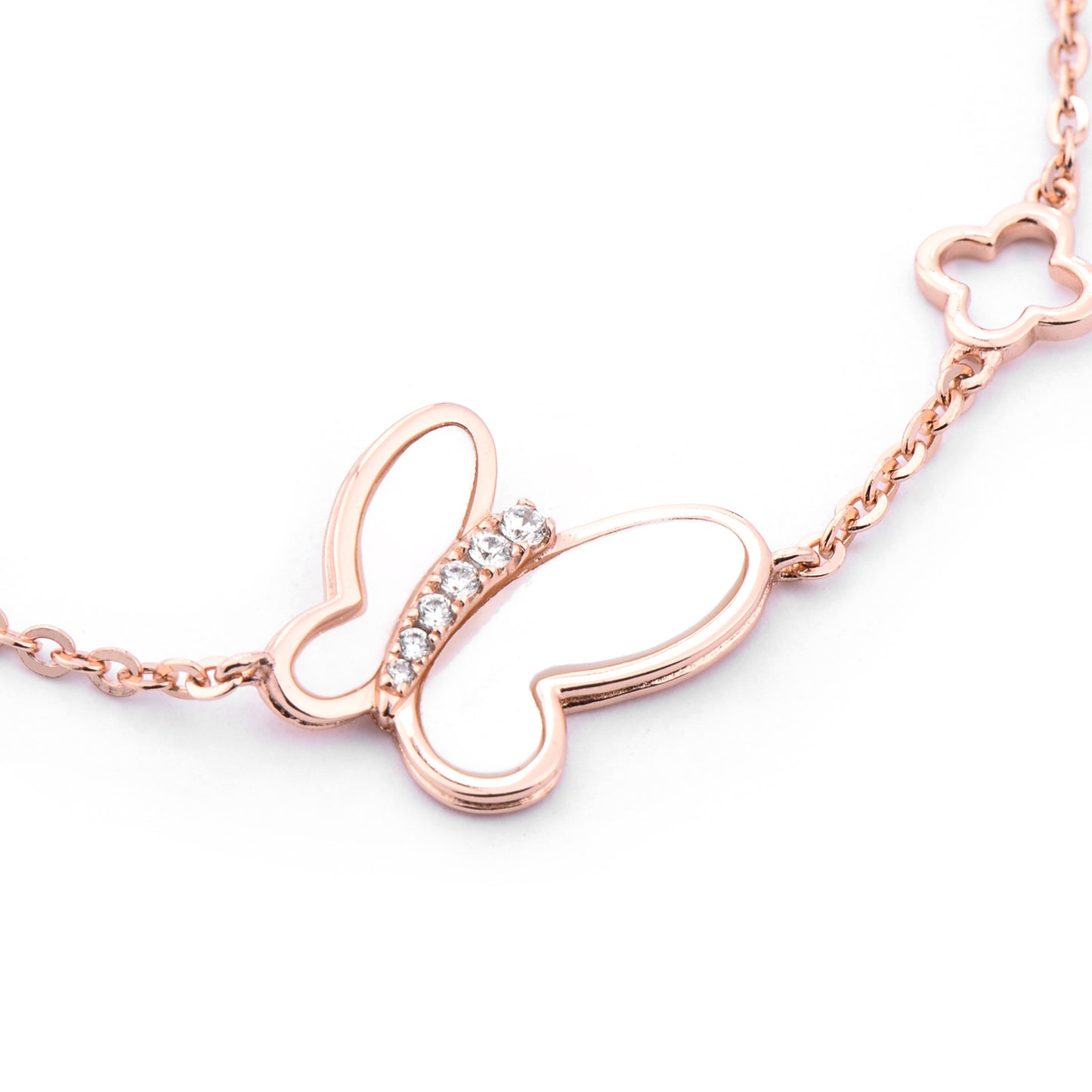 Rose Gold Plated Silver Butterfly Bracelet