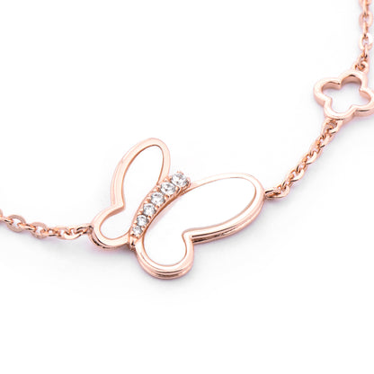 Rose Gold Plated Silver Butterfly Bracelet