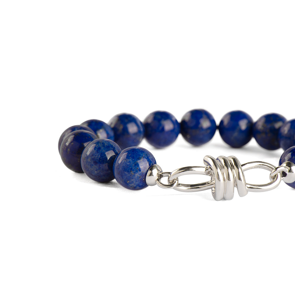 10mm Pure Lapis Lazuli Stylish Clasp Beads Bracelet