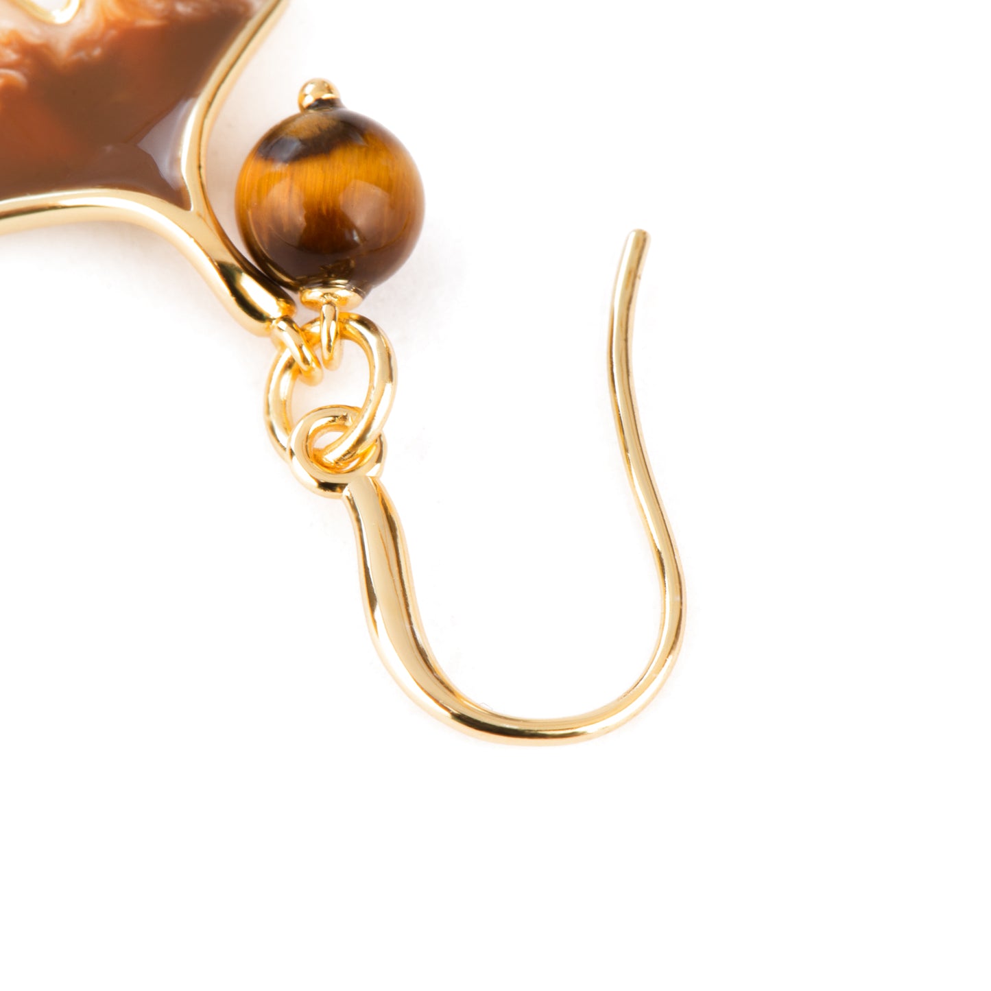 Ginkgo 18K Plated Silver Tiger Eye Earrings