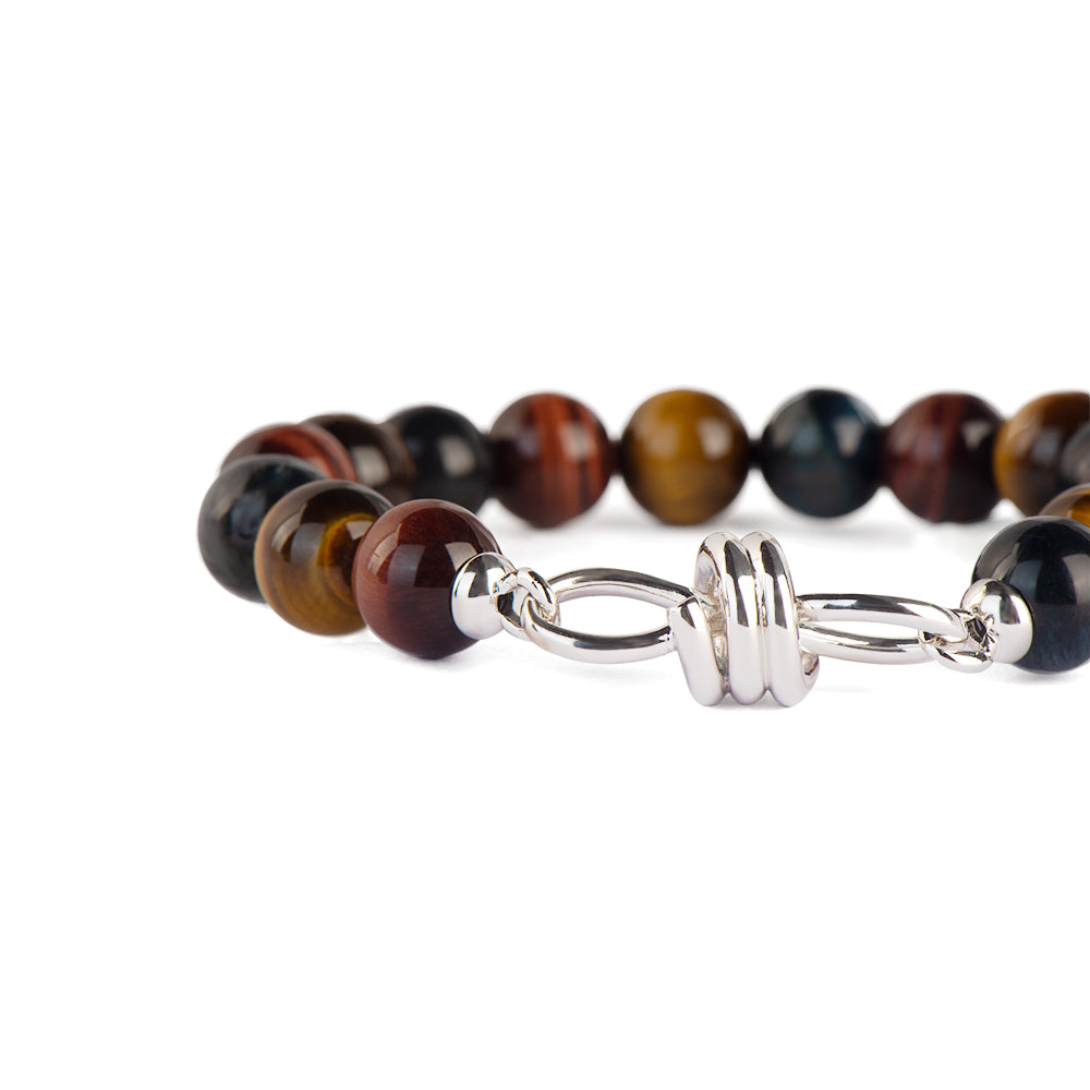 10mm Striking Tiger Eye Stylish Clasp Beads Bracelet