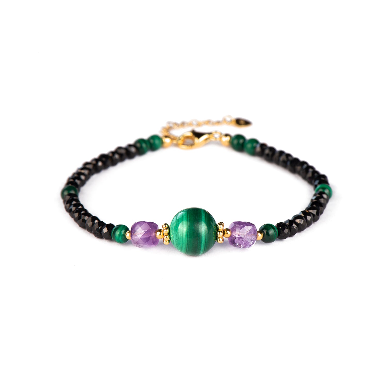 Bracelet Malachite spinelle noire